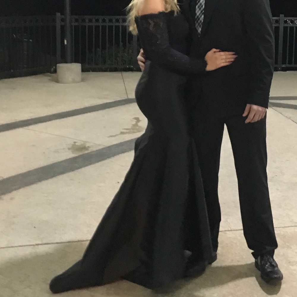 Black Lace Two Piece Mermaid Dress